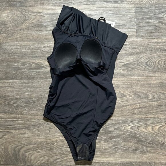 NWT Quince Medium Italian Maternity One Shoulder Ruffle One Piece Swimsuit Black - Picture 9 of 9